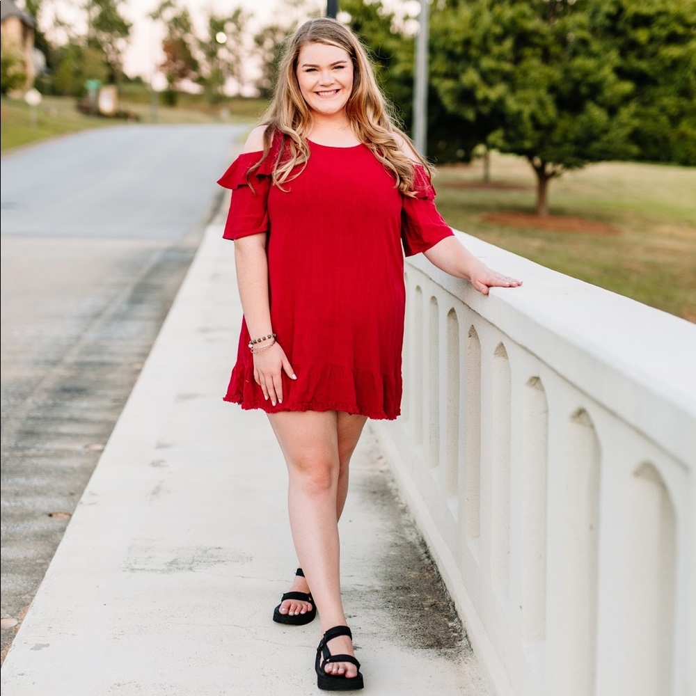 Cold Shoulder Red Dress